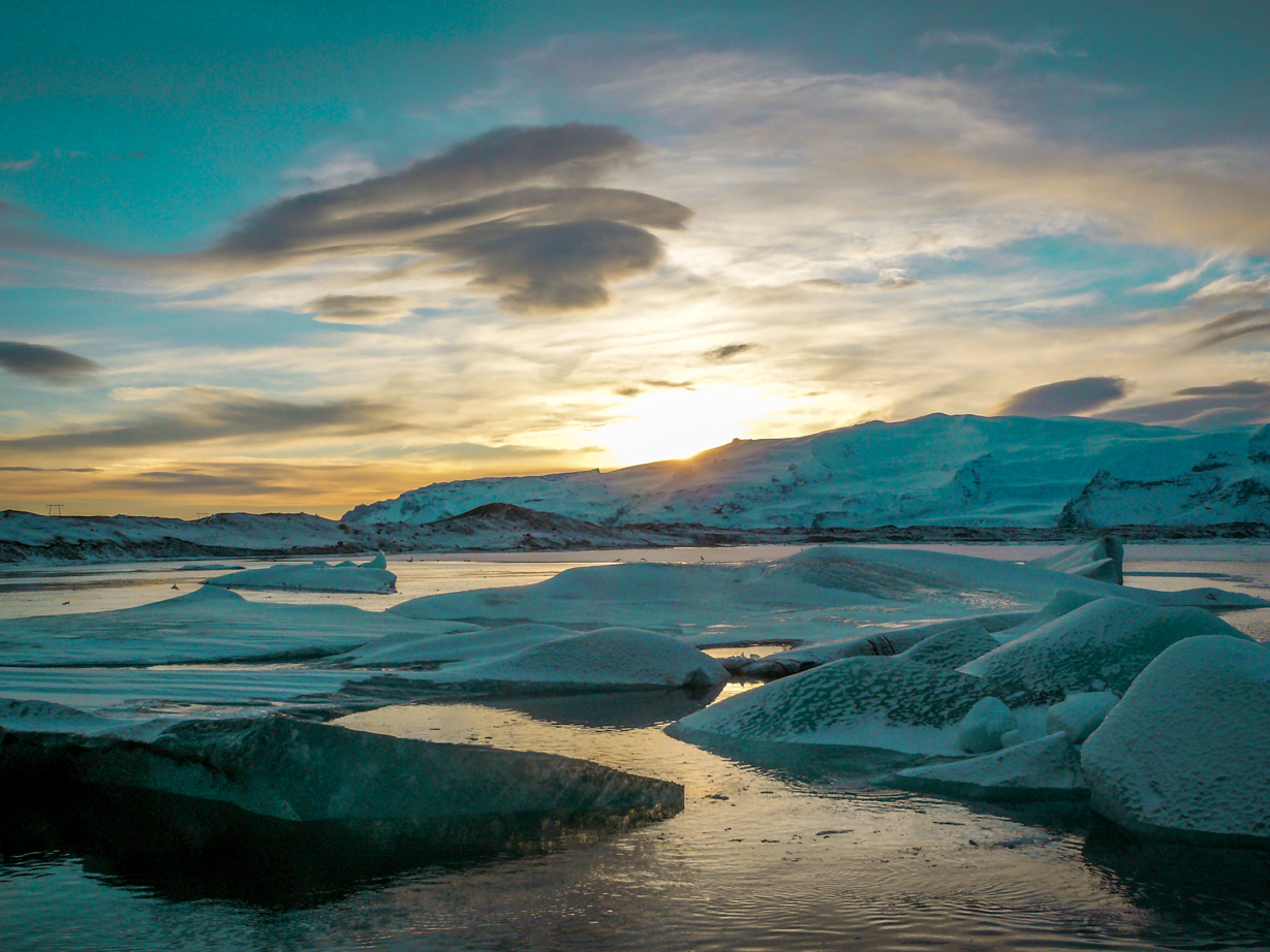 Coucher de soleil sur Jokulsarlon