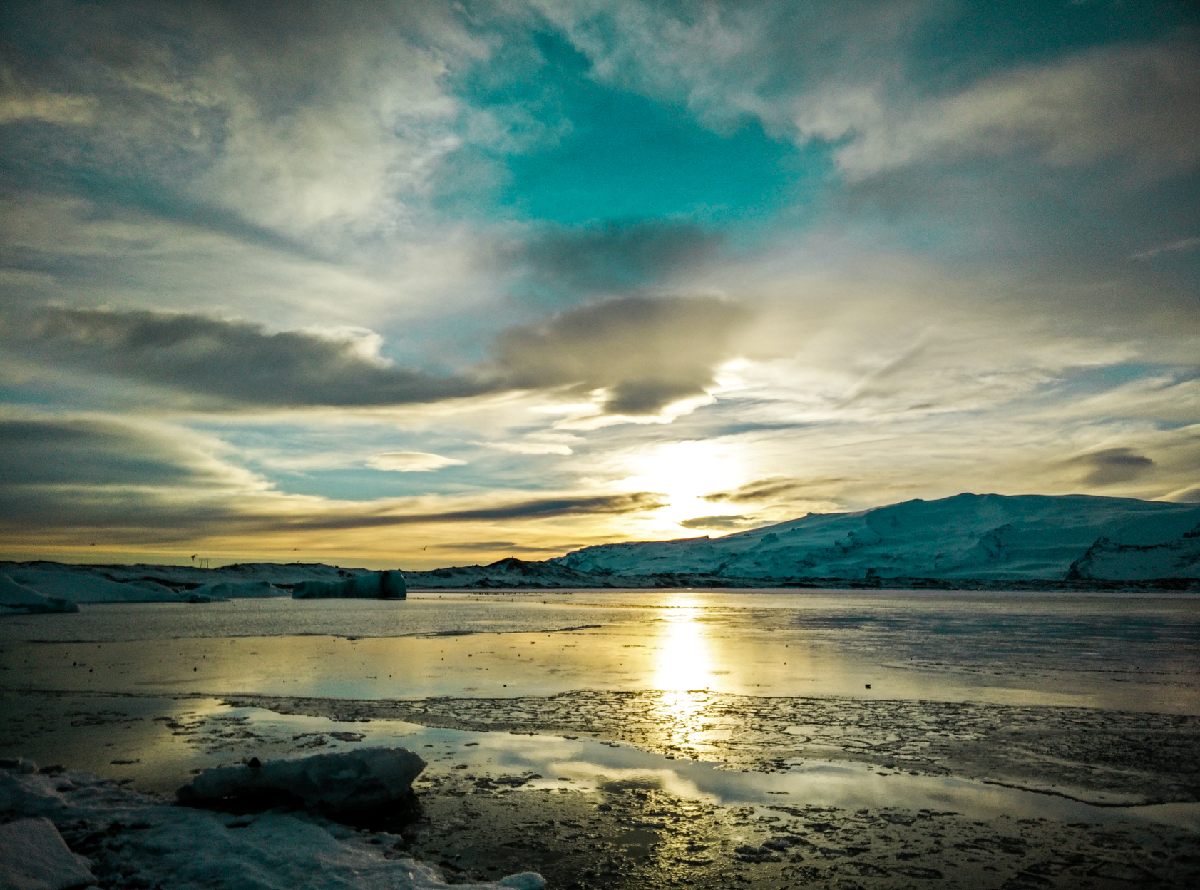 Coucher de soleil sur Jokulsarlon