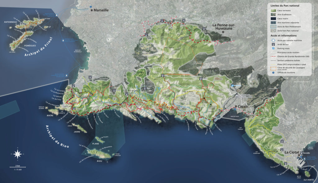 Carte des calanques de Cassis et Marseille